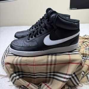 Nike Court Vision Mid Men's Black White High Top Basketball Style Sneakers Shoes